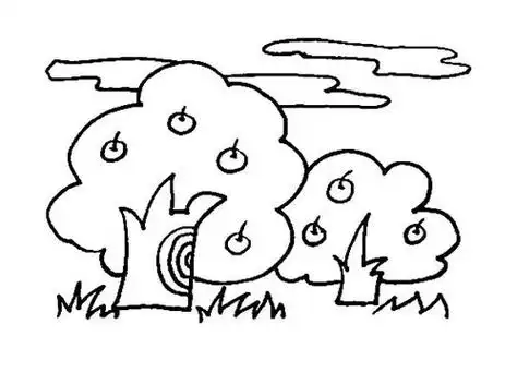 大树简笔画作品欣赏两棵大树一起简笔画秋天的果树儿童植物简笔画大全