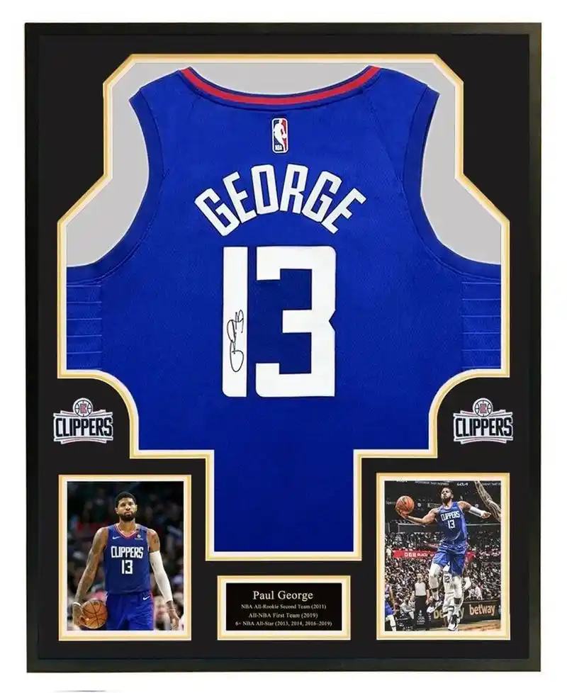 pg快船队 保罗乔治亲笔签名球衣 裱框 带证书