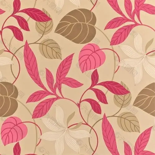 粉色花纹布艺壁纸图片