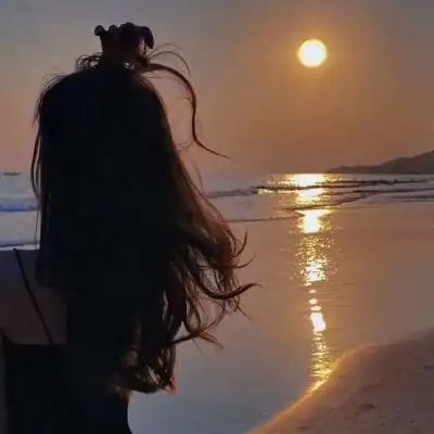 女头侧脸日落高清好看的头像侧影女生唯美夕阳图片