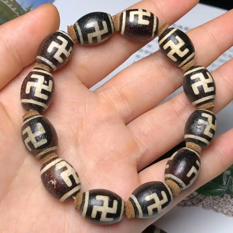 藏区回流老料万字天珠手链 尺寸:15*12毫米*12颗 一颗可以改变运势的