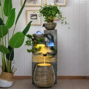 玉柱直射雪松扇形音乐景观水景鱼池水池设备鱼缸盆增氧气泵流水族箱