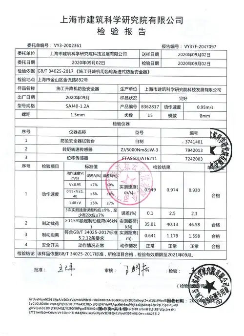 防坠器检验报告(二)