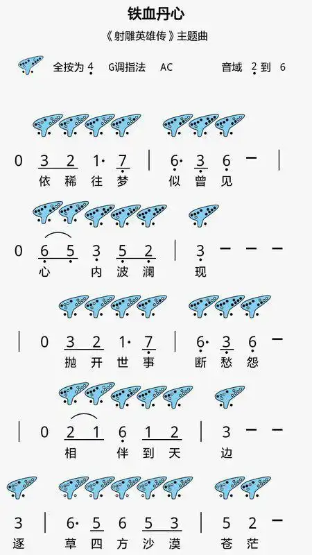 铁血丹心12孔陶笛图谱