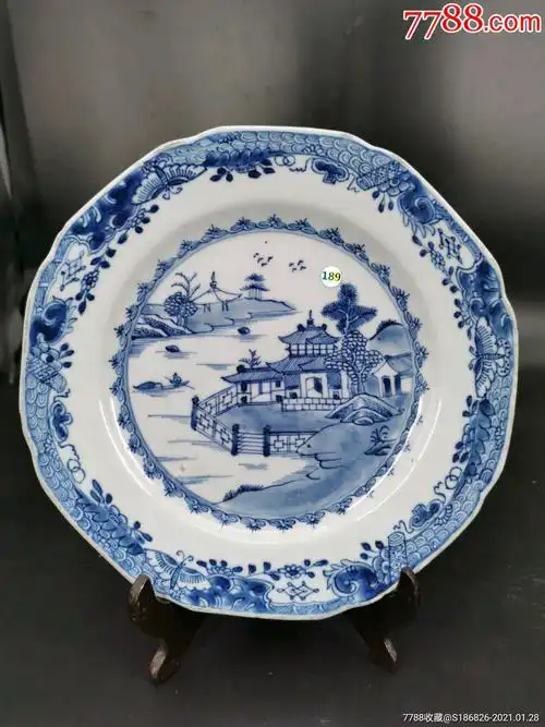 乾隆青花山水盘._青花瓷_第1张_7788瓷器