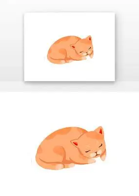 卡通手绘一只趴着的小猫