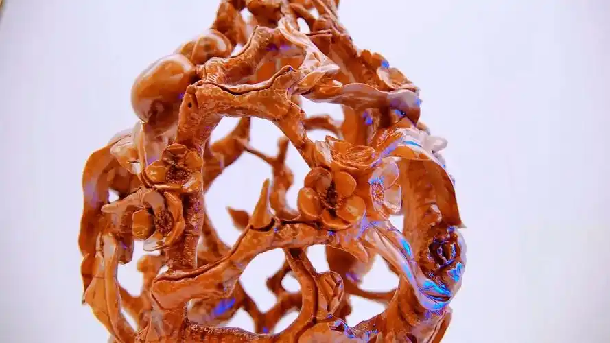 泰安肥城市:桃木雕刻《福寿平安夜灯》