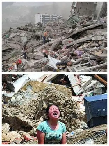 这是发生在2008年5月12日的汶川大地震,面临灾难,我们人类显得那么