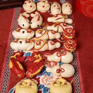 胶东宝宝周岁生日纯手工馒头花馍抓周满月百天花饽饽定制摆台糕点