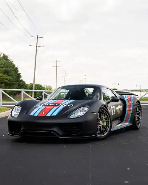 2015款 保时捷 918 spyder,马天尼涂装黑色磨砂车漆,质感绝了!