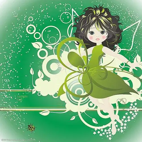 绿色天使 绿色 植物 女孩 天使 小飘虫 环保 设计 动漫动画 动漫人物