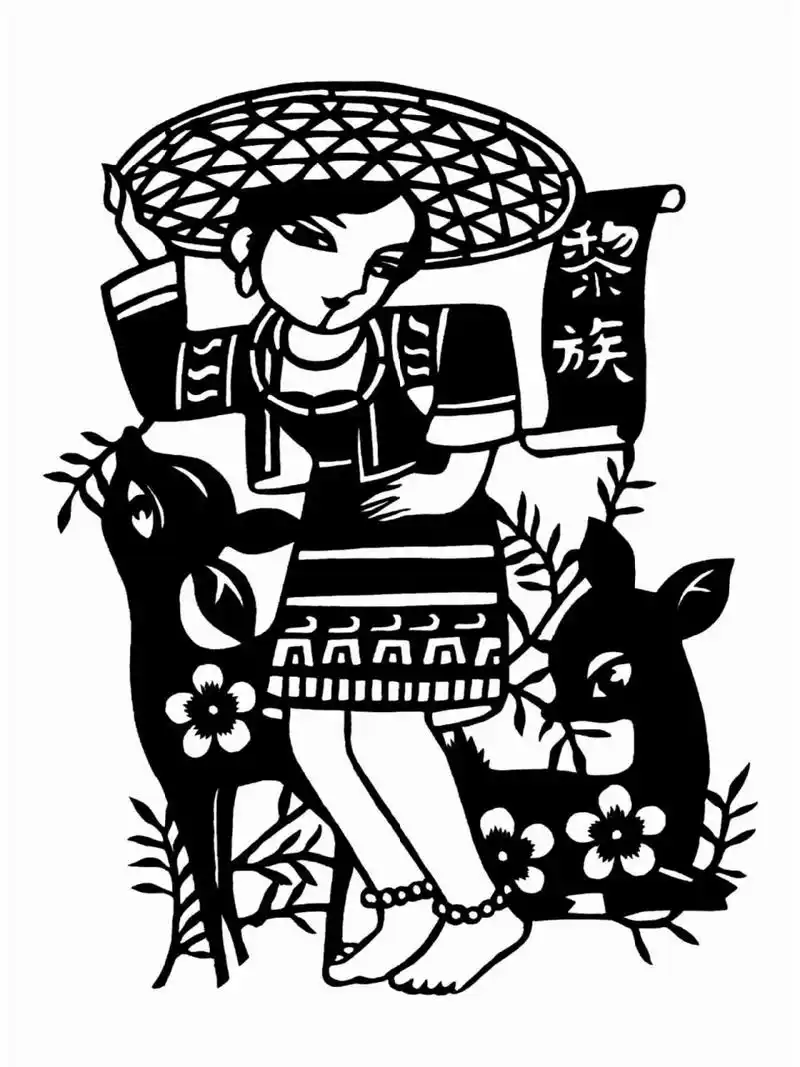 [五十六个民族]黑白剪纸刻纸底稿