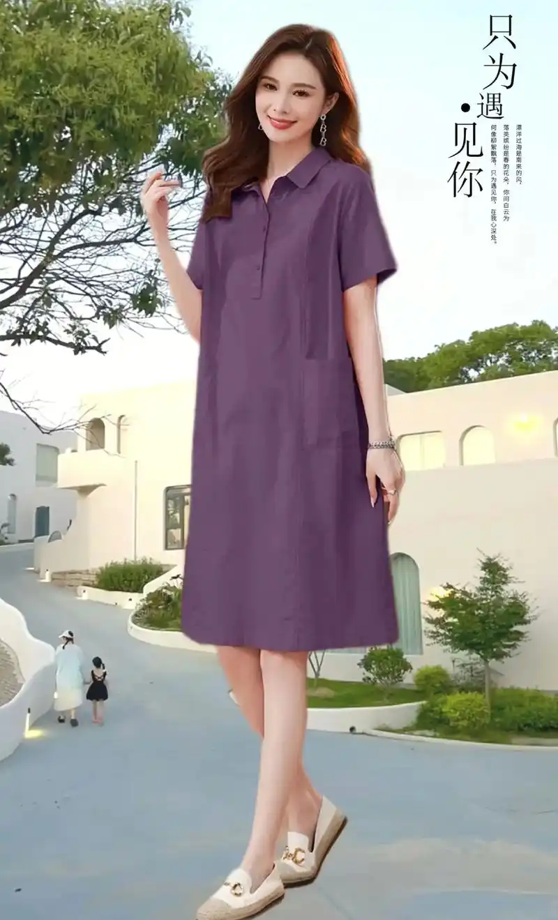 宽松休闲薄款棉麻连衣裙～时尚洋气