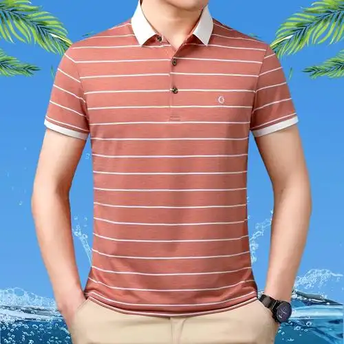 2024品牌夏季新款男t恤翻领薄款桑蚕丝休闲时尚男士短袖polo衫潮