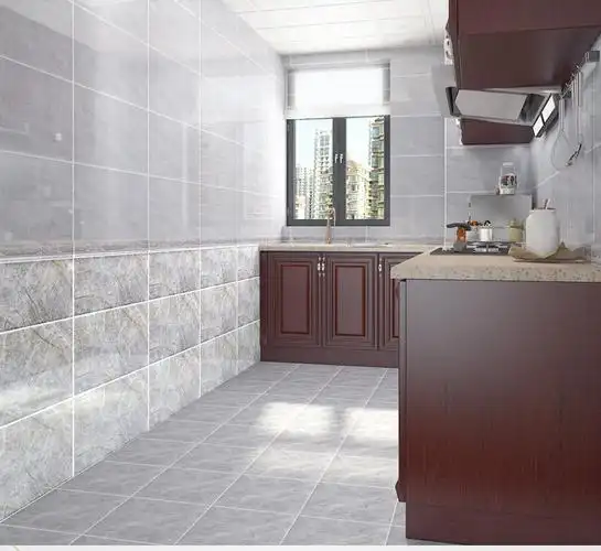 简约轻奢大理石瓷砖厨房卫生间灰色墙砖厕所防滑砖釉面砖300x600