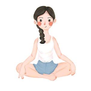 清新卡通打坐的女孩子