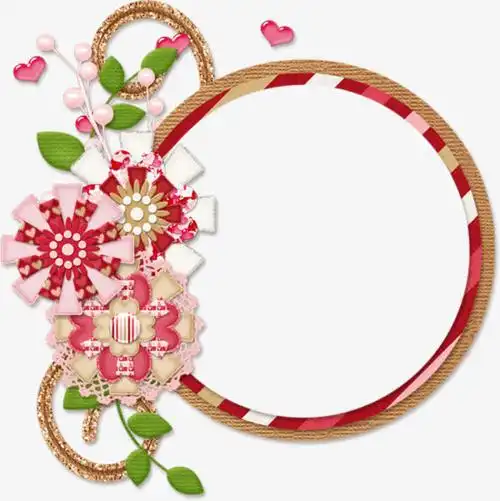 卡通圆形相框装饰花朵