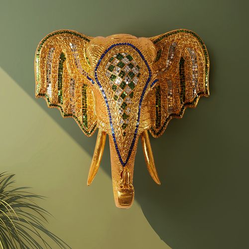 异丽东南亚风格大象象头墙饰壁挂spa会所酒店壁饰