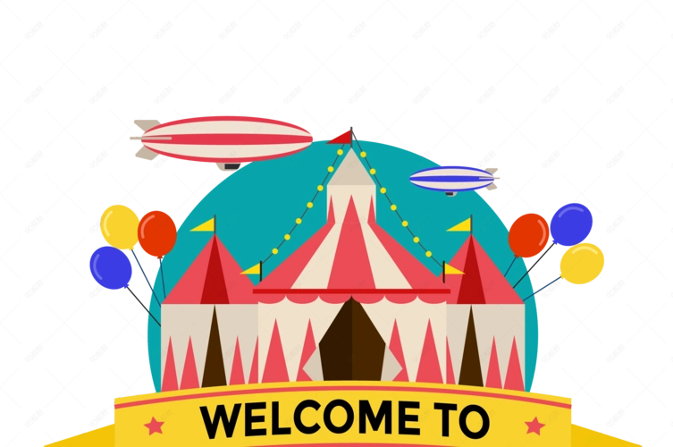 卡通欢迎来到马戏团标识矢量素材