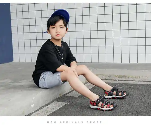 青少年男生凉鞋初中生穿的谅鞋10大童凉鞋男童包头12男孩中小学生15岁