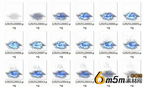 蓝色冰爆光效砸向地面效果2d序列帧群体技能图集