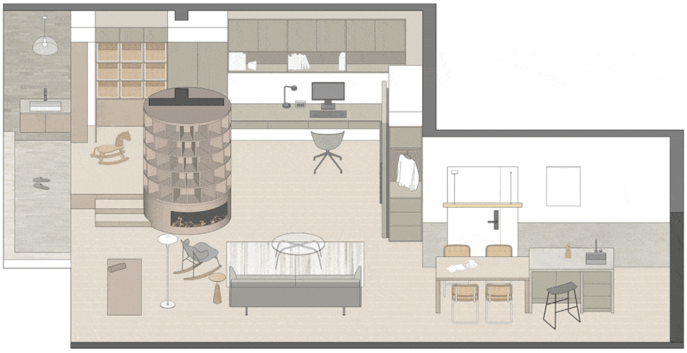 仿真壁炉涡轮书架探索家的新可能栖斯设计