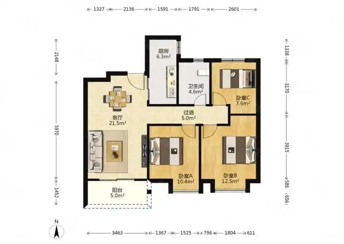 装修好 南北通透,中海碧林湾二手房,118万,3室1厅,1卫,94平米-南通
