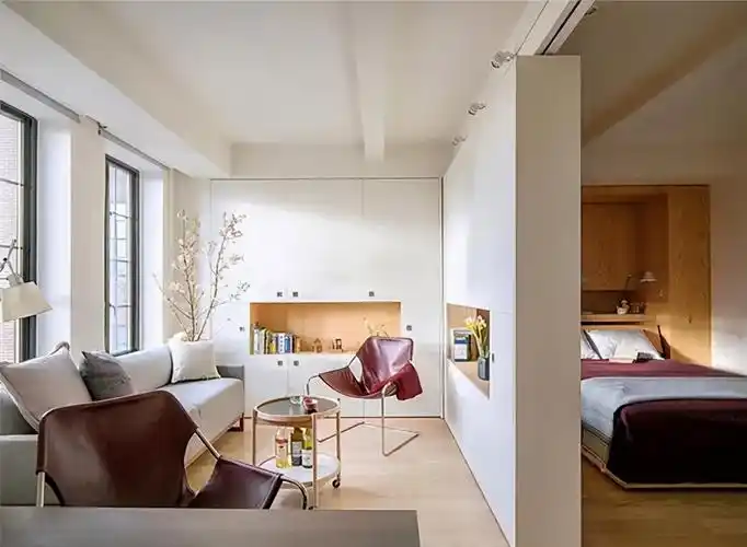 35平单身公寓,家里太小就把床藏到柜子里,果然方便又显宽敞!