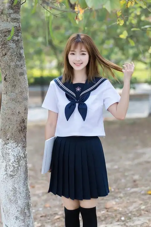 正统jk制服套装春秋短袖二本粉樱花刺绣日系水手服学生校服班服