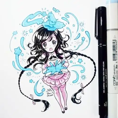 元气十足的萌系美少女马克笔下的二次元世界