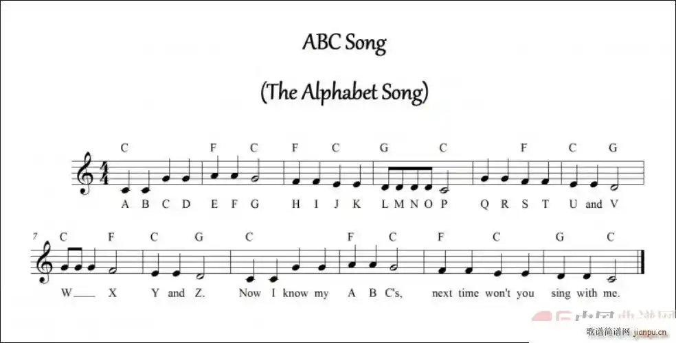 abc song(abc字母歌) 歌谱简谱网