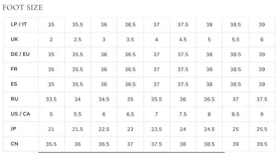 la perla女士鞋靴1-xssml品牌尺码表大全_对照表_选码助手_查码工具