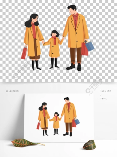 春节一家人拜年走亲戚原创手绘卡通