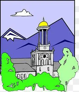 简单的简笔画钟楼建筑