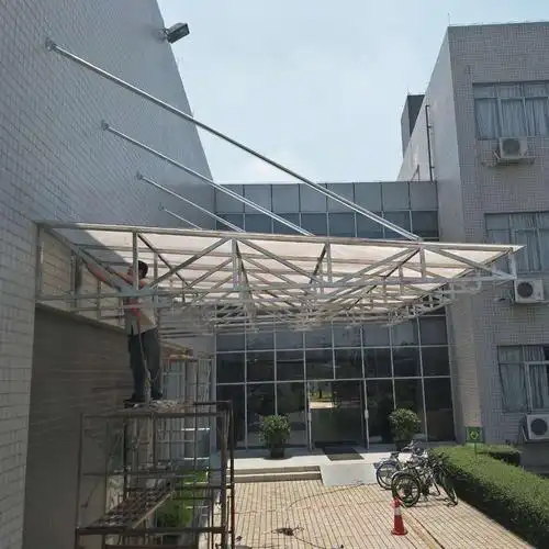 悬挑式不锈钢门头雨棚定制pc耐力板透明雨棚无声雨蓬门口雨棚制作