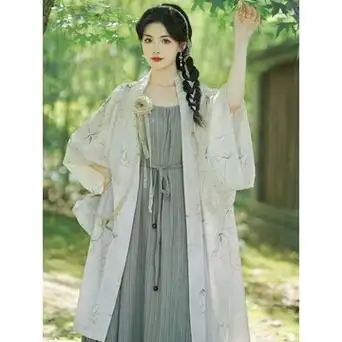 宋制汉服女款夏季薄款长干寺外衫对襟褙子改良通勤汉元素日常裙子