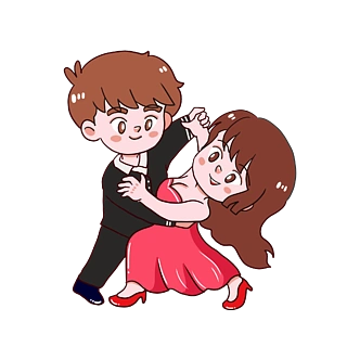 卡通男女拉丁舞蹈手绘元素