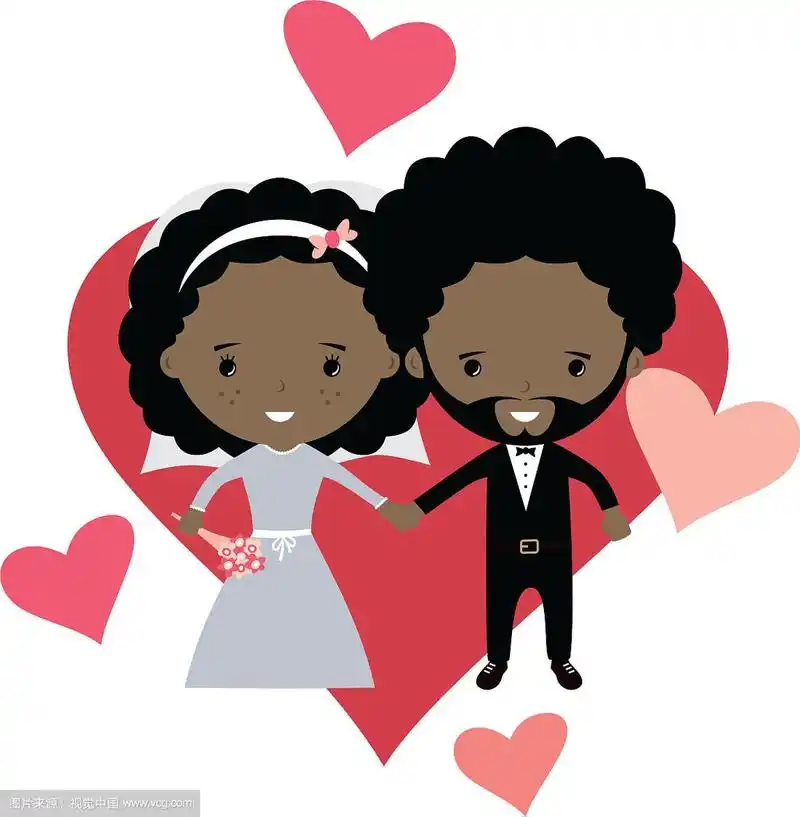 可爱的新郎和可爱的新娘结婚卡通
