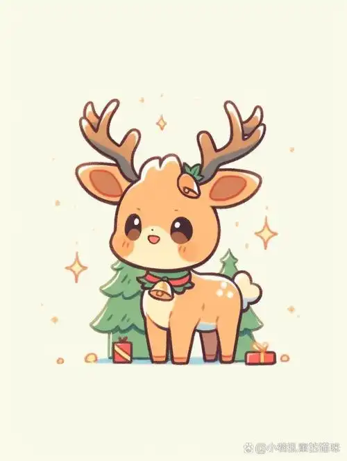 圣诞元素插画 可爱小鹿