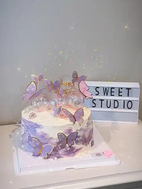 生日蛋糕晒一晒  #紫色系  #蛋糕  #动物奶油蛋糕  #浪漫  #女生