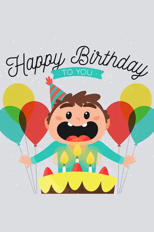 创意开心的过生日男孩矢量素材-众图网