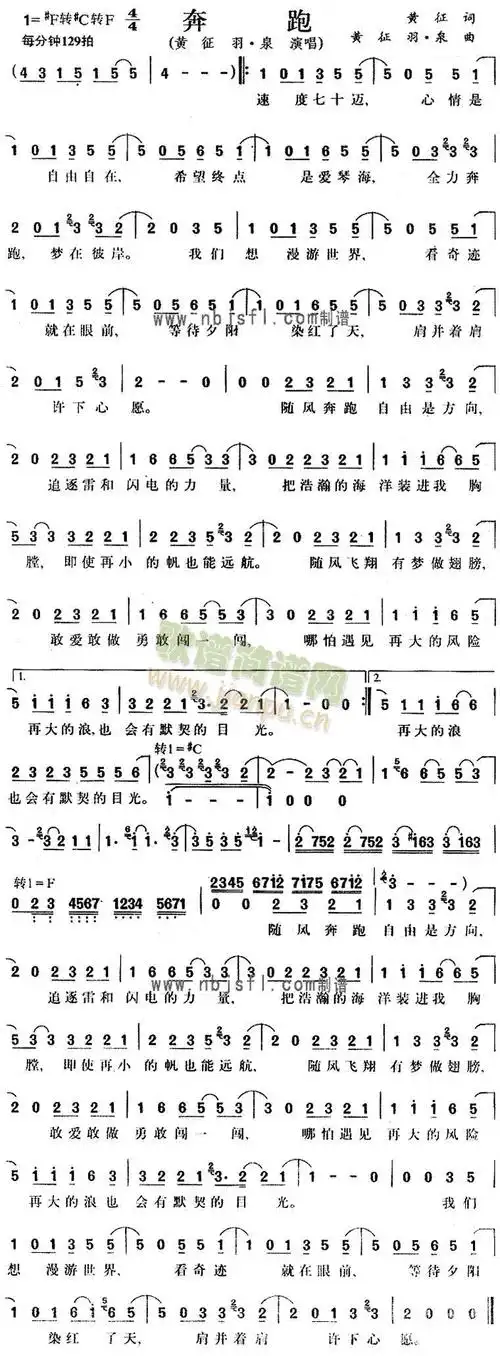 【歌曲简谱】 奔跑 (黄征 羽泉) - 我行我素的日志 - 网易博客