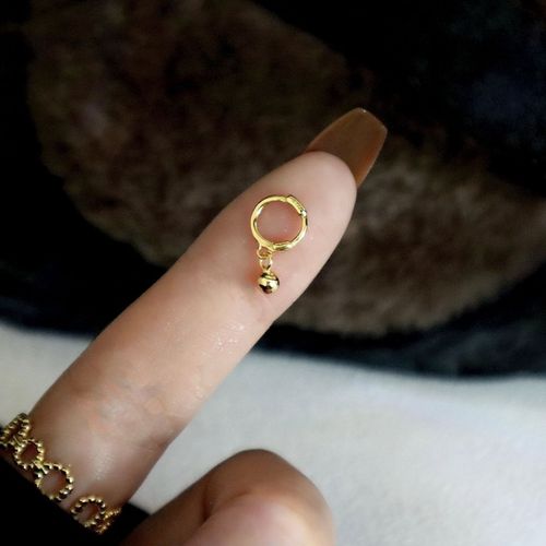 圆珠小耳圈日系耳钉女夏迷你耳扣超小耳骨钉高 金色一对8mm适合厚耳垂