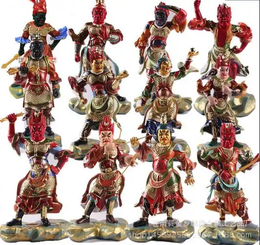 供应高42cm十二神将树脂佛像药师十二药叉大将12神王手工贴金彩绘