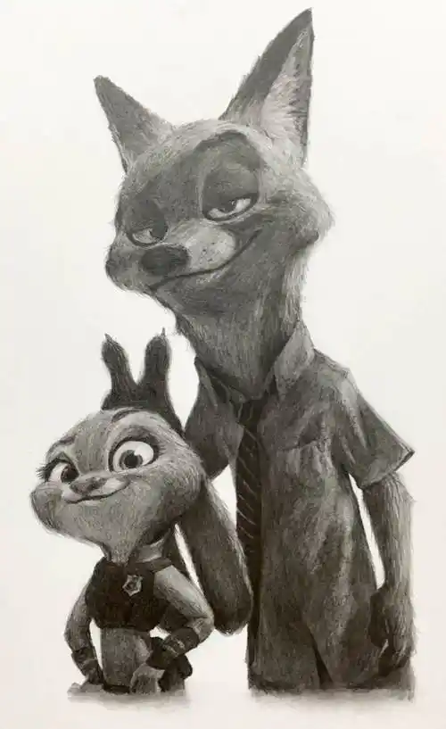 素描50|浅的疯狂动物城插画图片