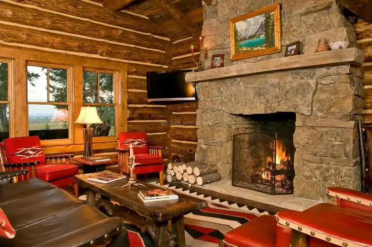 美式客厅壁炉装修效果图片2022