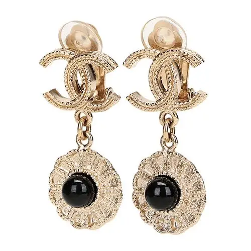 chanel/香奈儿 优雅女士复古金色双c耳钉/耳环/耳坠