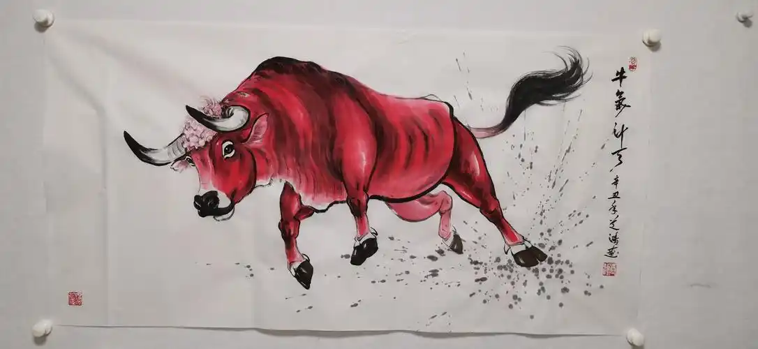 实力派青年画家道鸿孙振伟画牛形象逼真惟妙惟肖牛气冲天鸿运当头