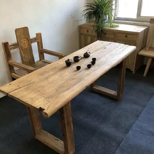 厂家定做老榆木板材 禅意木桌子 家用餐桌椅茶桌 茶台