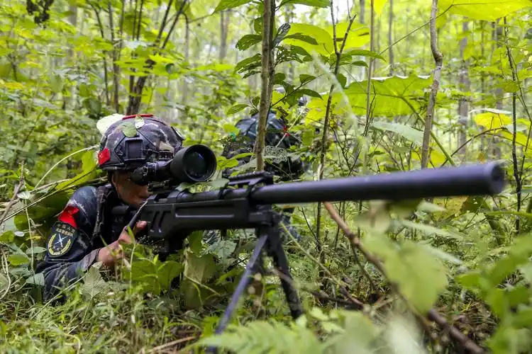 狙击手进行掩蔽狙击